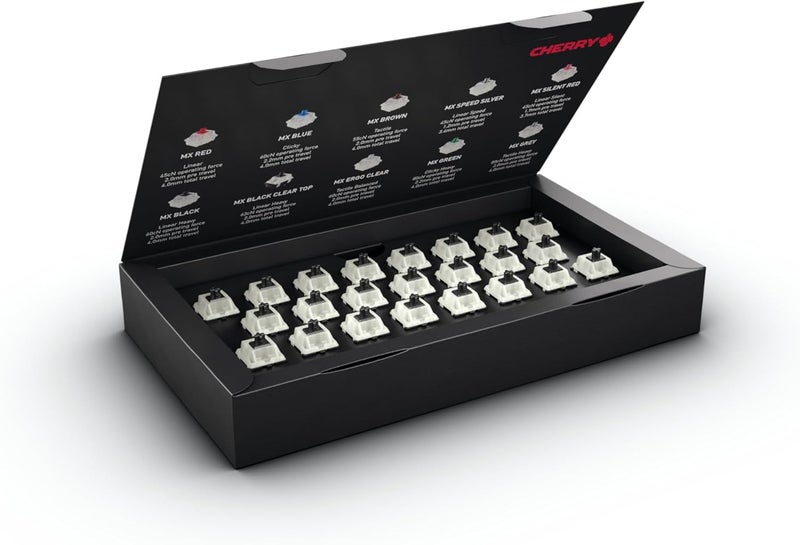 Cherry MX RGB Switch Kit, Box with 23 Mechanical Keyboard Switches, for DIY, Hot Swap or Gaming Keyboard (MX Black Clear Top) - Image 1